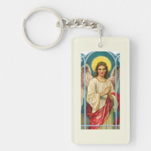 Porte-clés Triptyque d'ange au ruban rose