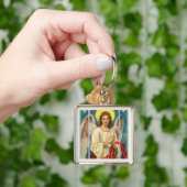 Porte-clés Triptyque de l'ange au ruban rose (main)