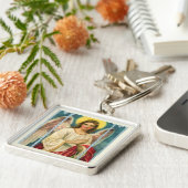 Porte-clés Triptyque de l'ange au ruban rose (Côté)