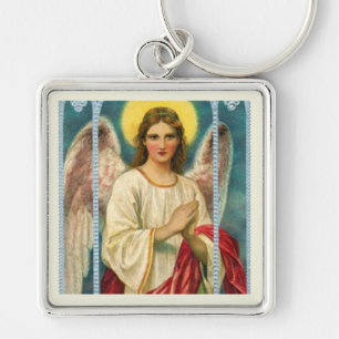 Porte-clés Triptyque de l'ange au ruban rose