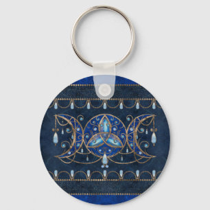 Porte-clés Triquetra Triple Moon Ornement avec Moonstone