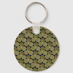 Porte-clés Triskele triple spirale celtique kaki beige