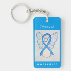 Porte-clés Trisomy 18 Blue Awareness Ribbon Angel Porte - clé