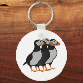 Porte-clés Trois adorables Puffin debout ensemble Carton (Recto)