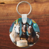 Porte-clés Trois Chevaux Piebald fête d'anniversaire, (Recto)
