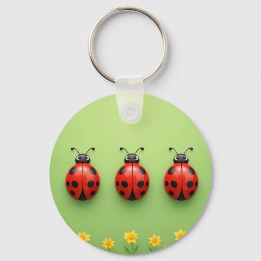 Porte-clés Trois coccinelles colorées (Recto)