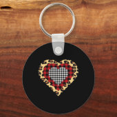 Porte-clés Trois Coeurs Buffalo Leopard Plaid Valentine's Day (Recto)
