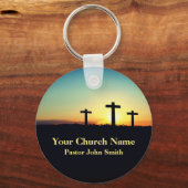 Porte-clés Trois Croix Sunset Church Pastor Business (Recto)