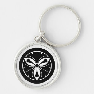 Porte-clés Trois feuilles de ginkgo avec épées en cercle
