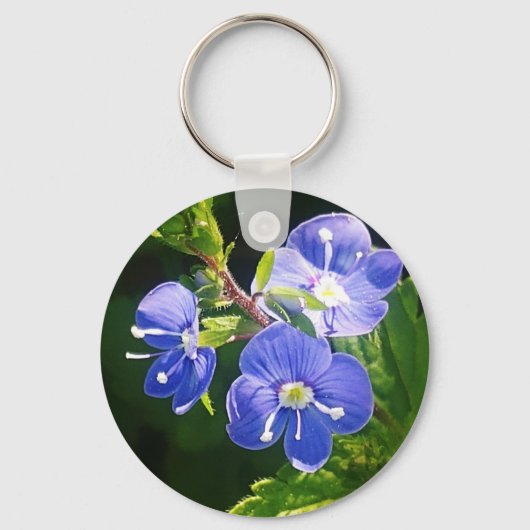 Porte-clés Trois fleurs bleues (Recto)