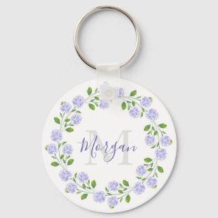 Porte-clés Trois Hydrangées Aquarelle Florale Wreath