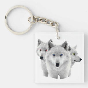 Porte-clés Trois Loups blancs