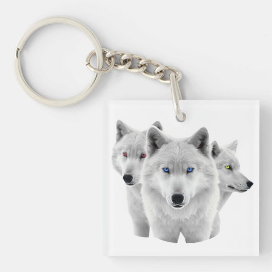 Porte-clés Trois Loups blancs (Devant)
