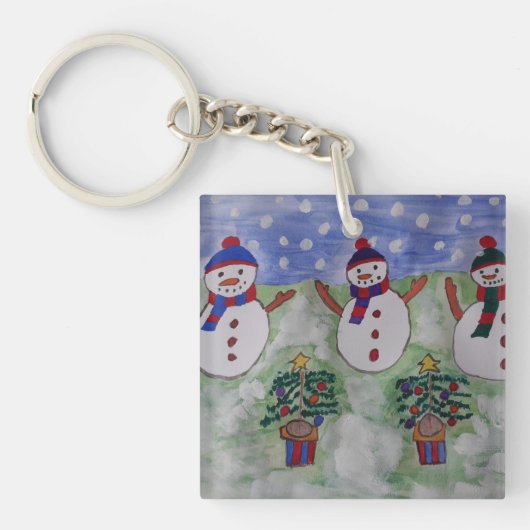 Porte-clés Trois motoneiges de Noël (Devant)