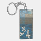 Porte-clés Trois mouettes blanches volent au-dessus de l'eau (Devant gauche)