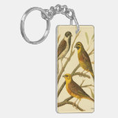 Porte-clés Trois oiseaux domestiques perchés sur une branche (Devant gauche)