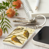 Porte-clés Trois oiseaux domestiques perchés sur une branche (Devant droit)