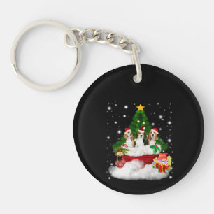 Porte-clés Trois Père Noël Beagle Avec Arbre De Noël