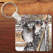 Porte-clés Trois pigeons sur un pont (Recto)