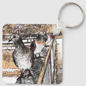 Porte-clés Trois pigeons sur un pont (Dos)