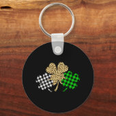 Porte-clés Trois Shamrocks Leopard Buffalo Plaid St Patrick D (Recto)