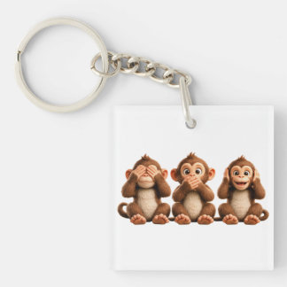 Porte-clés Trois singes sages