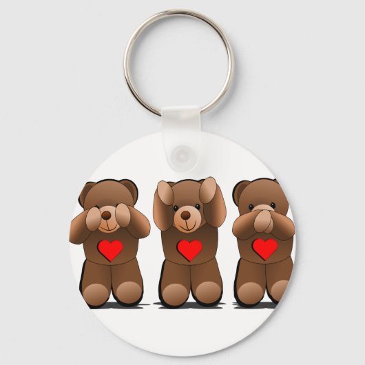 Porte-clés Trois Singes Sages, Ours Teddy Imprimer (Recto)