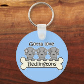 Porte-clés Trois Terriers de Bedlington (Recto)