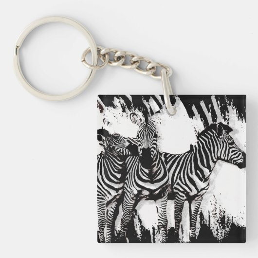 Porte-clés Trois Zèbres Peignant (Devant)