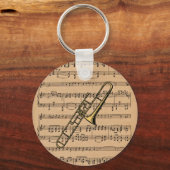 Porte-clés Trombone Avec Arrière - plan Sheet Music (Recto)
