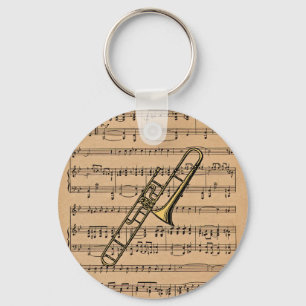Porte-clés Trombone avec l'arrière - plan de musique de