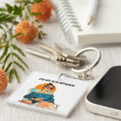 Porte-clés Trop chaud pour être ennuyé Amusant Design été (Devant Droit)