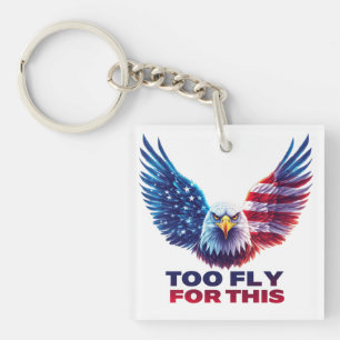 Porte-clés Trop Fly Pour Cet Aigle Patriotique Drapeau Améric