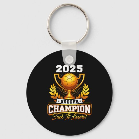 Porte-clés Trophée de champion de football drôle 2025 (Recto)