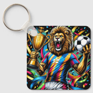 Porte-clés Trophée de football champion de soccer Lion Victoi