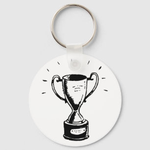 Porte-clés Trophée Dessiné à la Main Rétro Noir et Blanc Réco