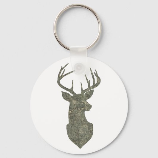 Porte-clés Trophée Regal Buck Deer Silhouette au Camouflage (Recto)