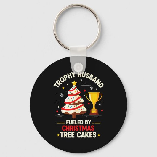 Porte-clés Trophy Retro Husband Fueled By Christmas Tree Cake (Recto)