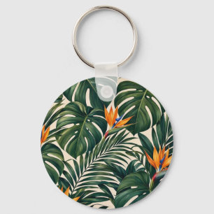 Porte-clés tropical avec Monstera et Strelitzia