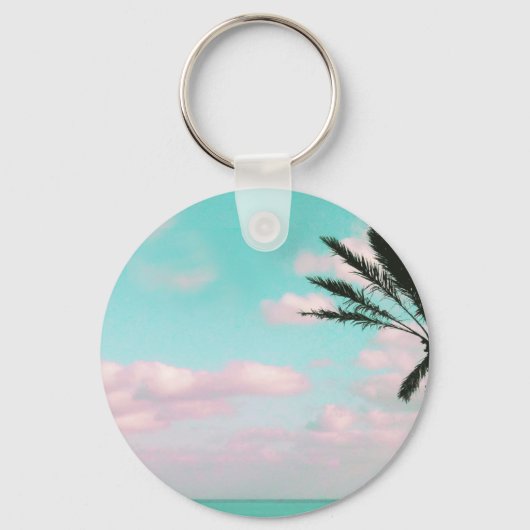 Porte-clés Tropical Beach, Ocean View, Pink Clouds, Palm (Recto)