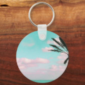 Porte-clés Tropical Beach, Ocean View, Pink Clouds, Palm (Recto)