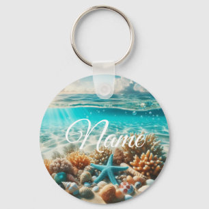 Porte-clés Tropical Beach Starfish Nom personnalisable
