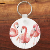 Porte-clés Tropical | Famille de Flamants roses (Recto)