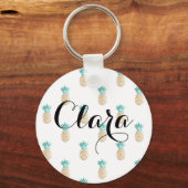 Porte-clés tropical fresh summer Faux gold pineapp (Recto)