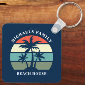 Porte-clés Tropical Island Home Palm Tree Beach House Custom (Verso)