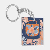 Porte-clés Tropical Orange Blue art IA  (Devant gauche)