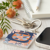Porte-clés Tropical Orange Blue art IA  (Devant Droit)
