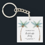 Porte-clés Tropical Palm Trees Bachelorette Party Favor<br><div class="desc">Elevate your bachelorette weekend vibes with our custom palm tree button! Picture this: lush, tropical palm fronds swaying gently, printed on this button, ready to add a touch of paradise to your celebration. Personalize them with the bride-to-be's name, your dreamy destination, and the unforgettable date, making each button a cherished...</div>