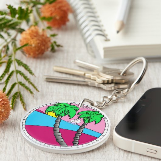 Porte-clés Tropical Sunset Paradise Acrylic Keychain (Devant droit)