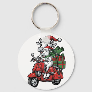 Porte-clés Trottinette à cheval de Noël drôle Design vintage_